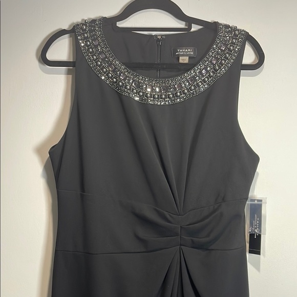 Tahari Black Embellished Ruched Mini Dress - Picture 5 of 12